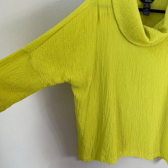 NEW Ali Miles Womens XL Lime Green Textured Cowl Neck Sweater Tunic Top Shirt - Picture 12 of 12